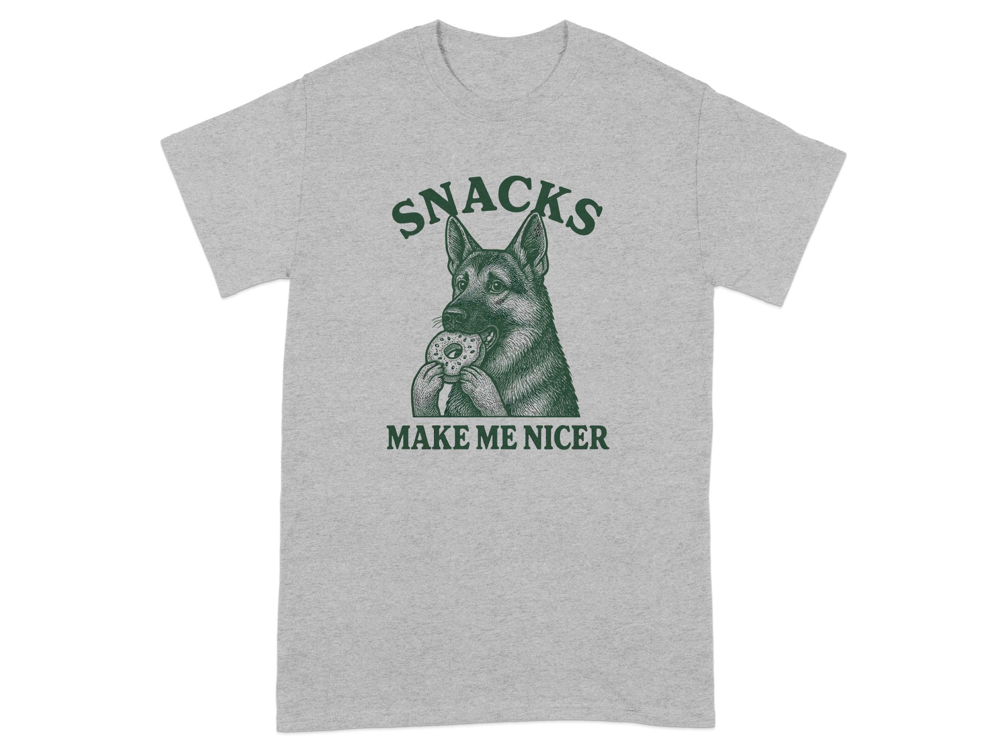 Snacks Make Me Nicer Dog Eating Doughnut T-Shirt