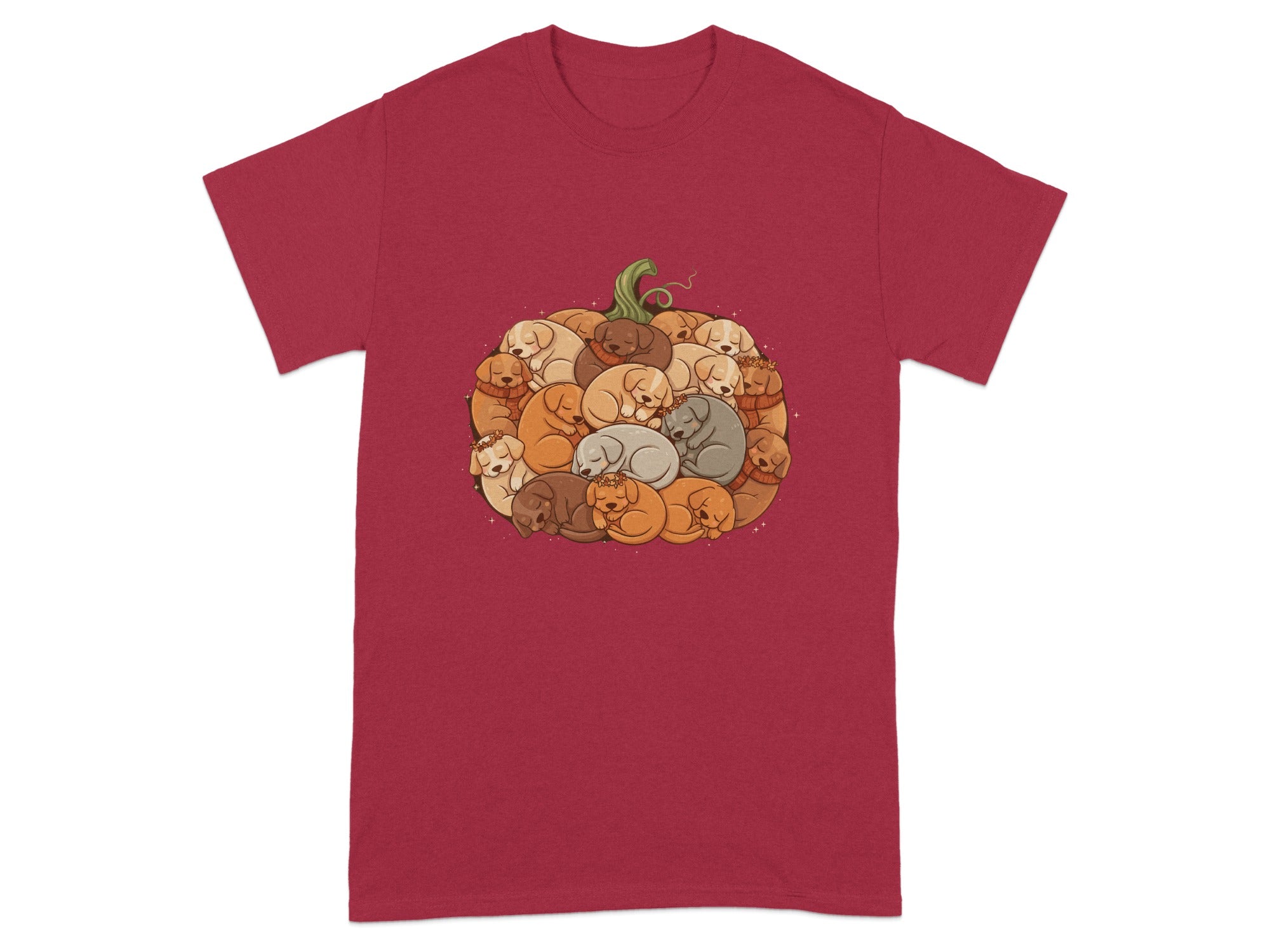 Cute Dogs Sleeping Inside Pumpkin T-Shirt