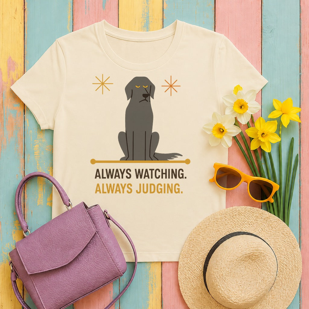 flat-coated retriever mid-century-atomic-flatcoat tee flat lay hero