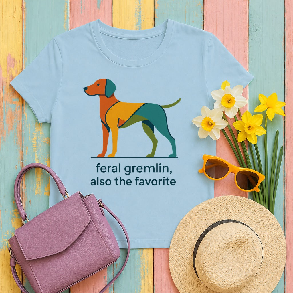 Vizsla Feral Gremlin Also the Favorite Tee in Light Blue