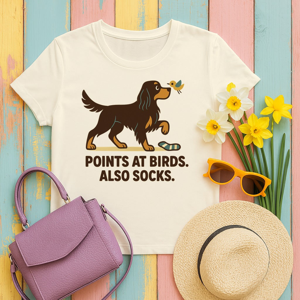 Gordon Points at Birds Also Socks Tee in Natural