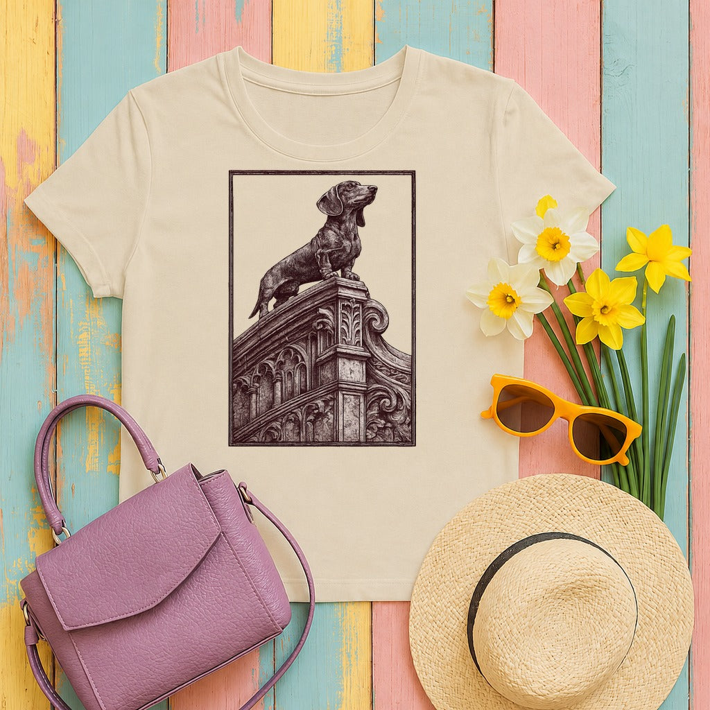 Regal Dachshund Crest T-Shirt in Sand