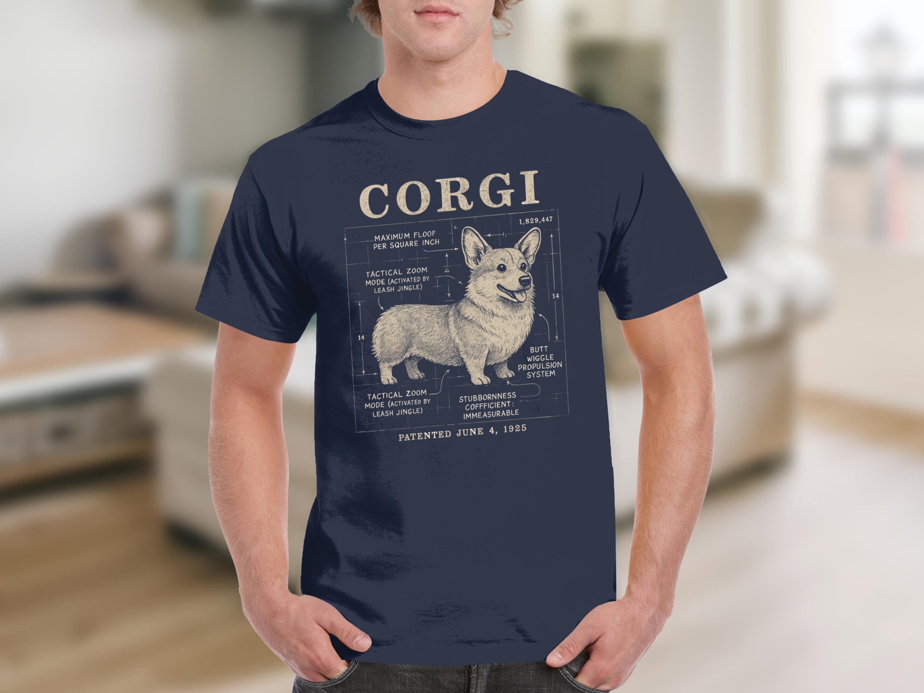 Corgi Blueprint Graphic T-Shirt for Dog Lovers