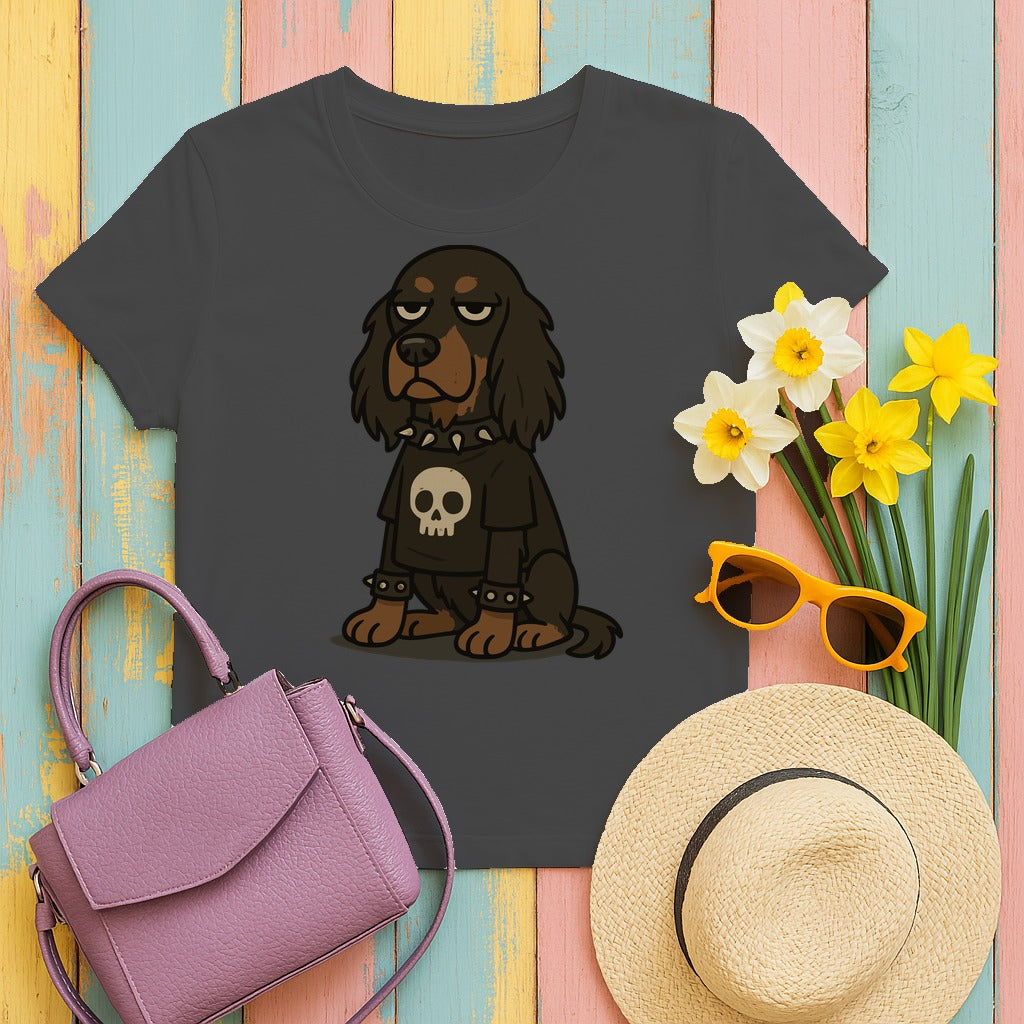 Goth Punk Gordon Setter With Skull T-Shirt in Dark Heather