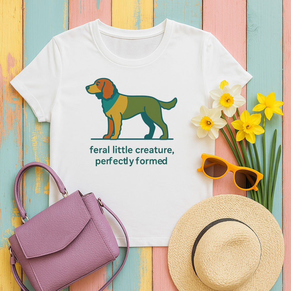 American Water Spaniel Feral Little Creature Tee in White
