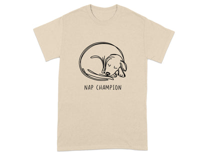 Nap Champion T-shirt Featuring Sleeping Dog product type
