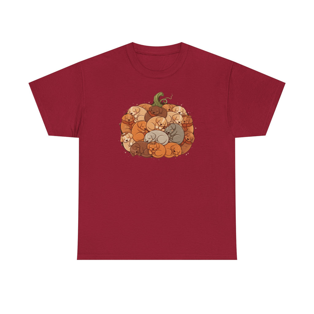 Pumpkin Full of Cute Sleeping Puppies Autumn Vibes T-Shirt