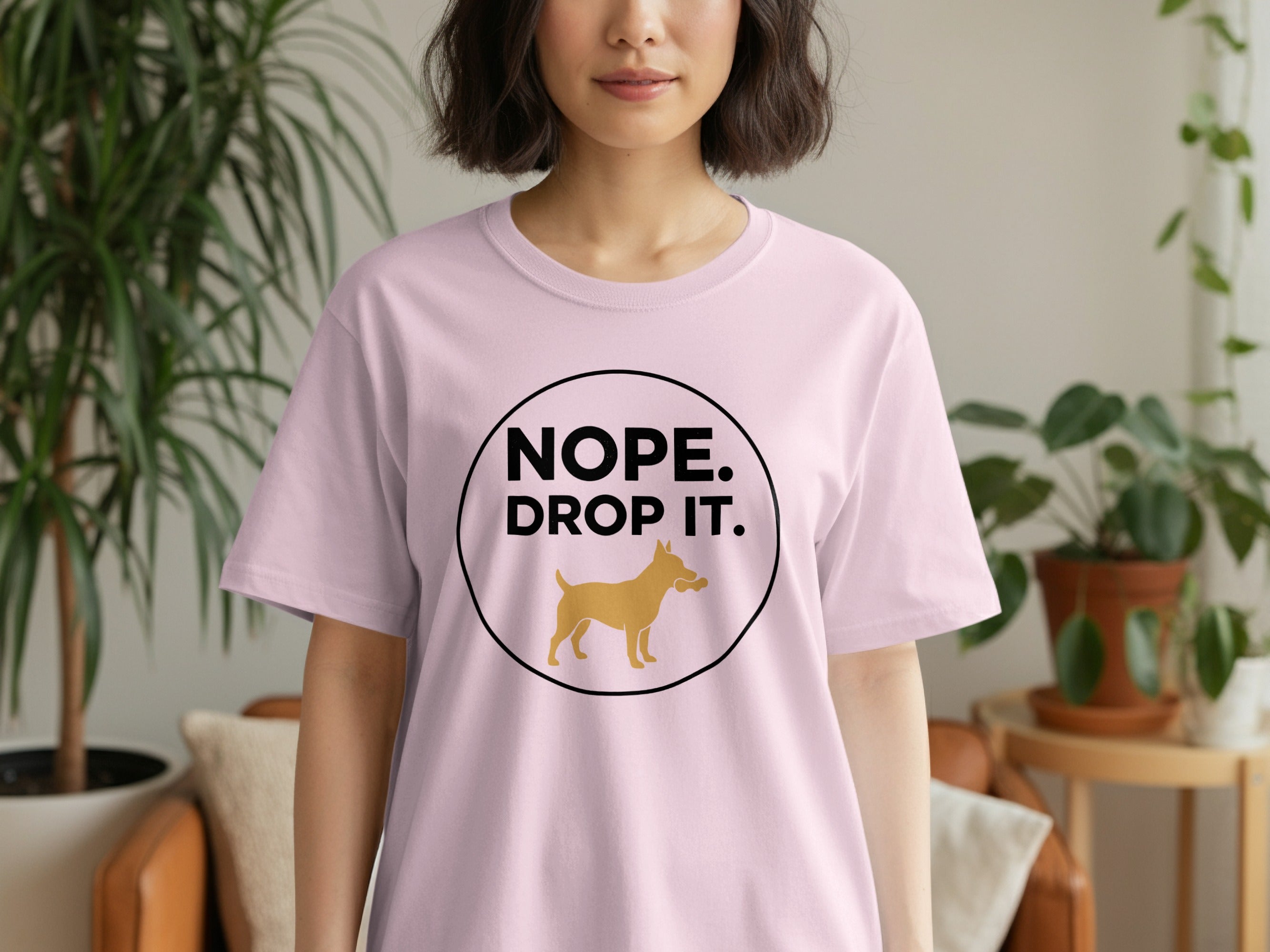 Nope Drop It Graphic Funny Dog Owners T-shirt