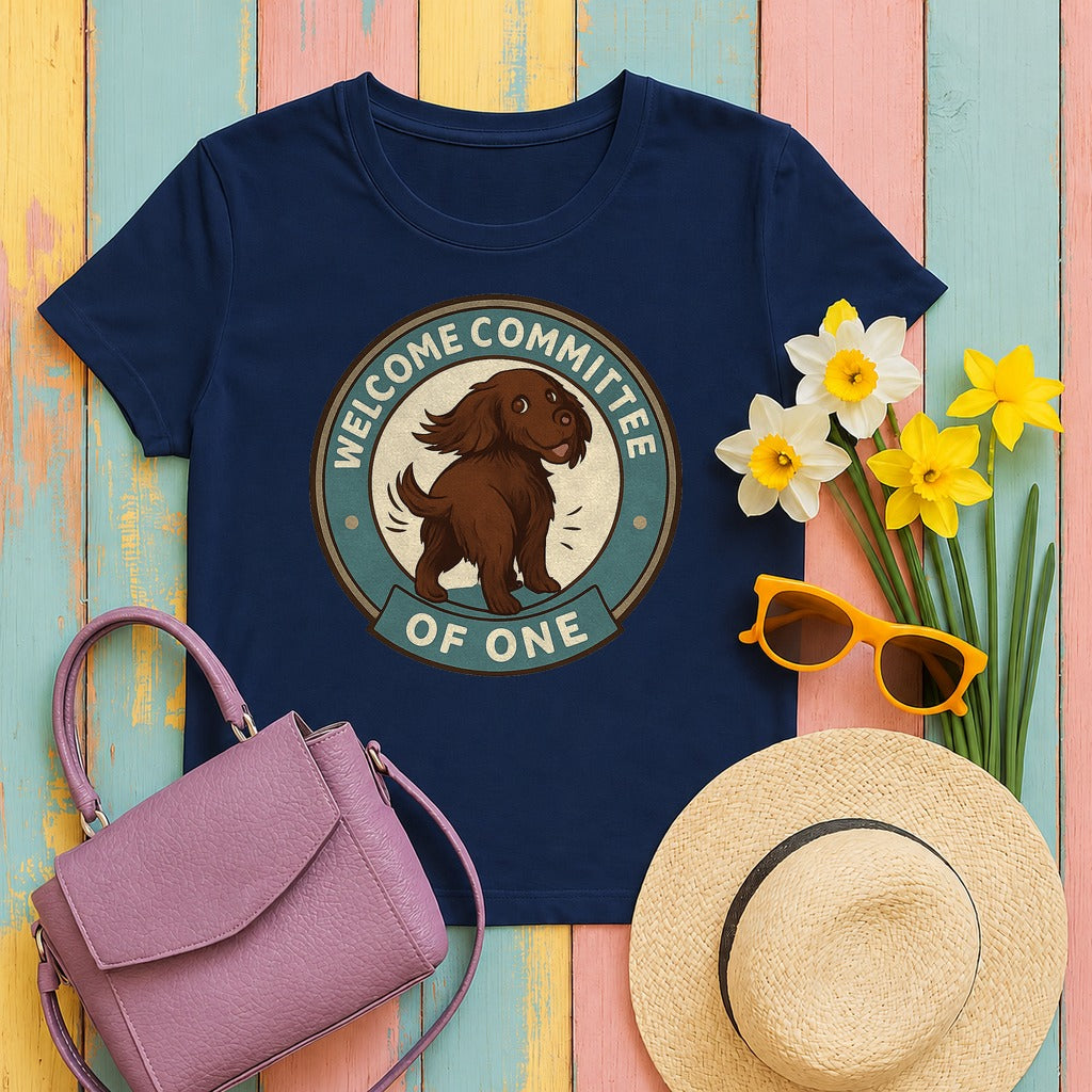 Boykin Spaniel Welcome Committee of One T-shirt in Navy