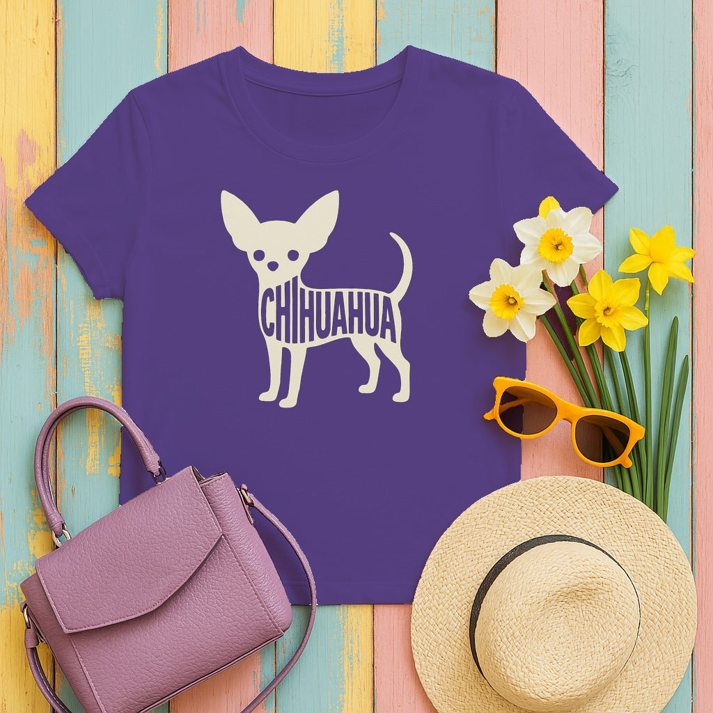 The Chihuahua Silhouette T-Shirt in Lilac