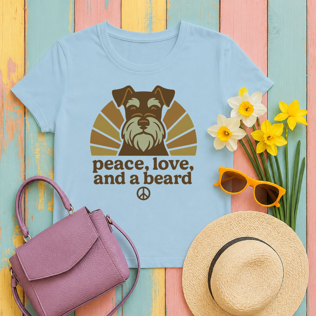 Peace Love and a Beard Schnauzer t-shirt