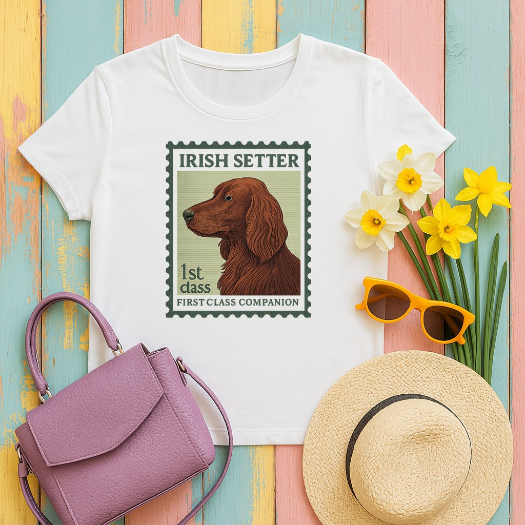 Irish Setter First Class Stamp T-shirt in White