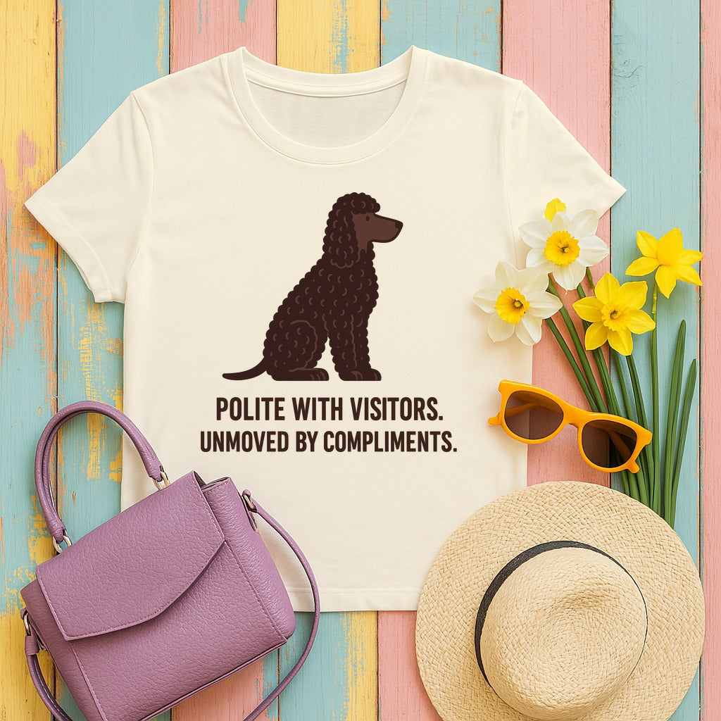 Irish Water Spaniel Unmoved By Compliments Tee in Natural