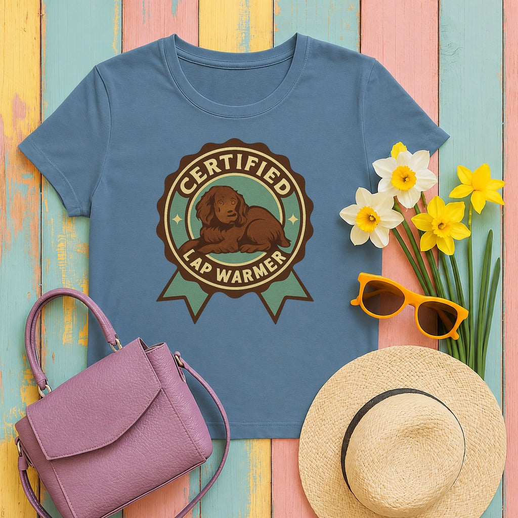 Boykin Spaniel Certified Lap Warmer T-shirt in Steel Blue