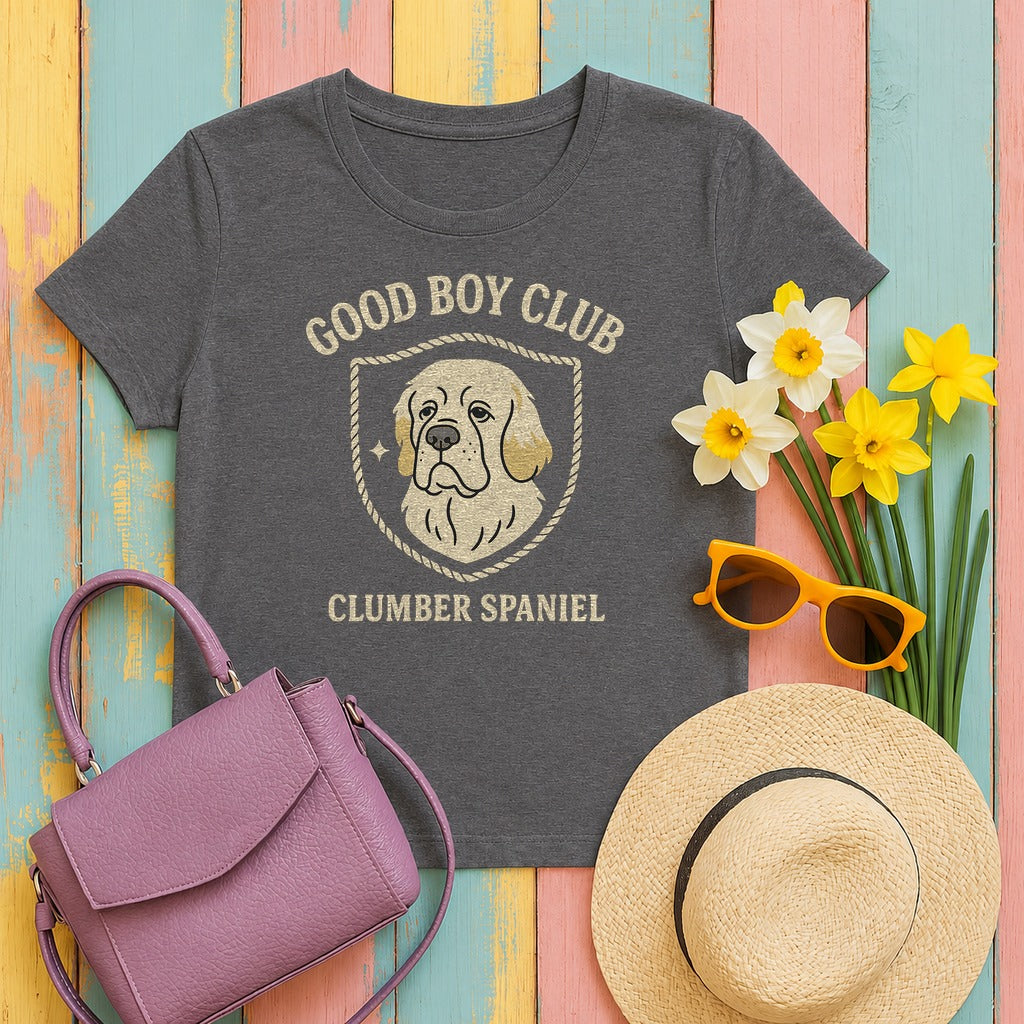 Clumber Good Boy Club Tee in Dark Grey Heather