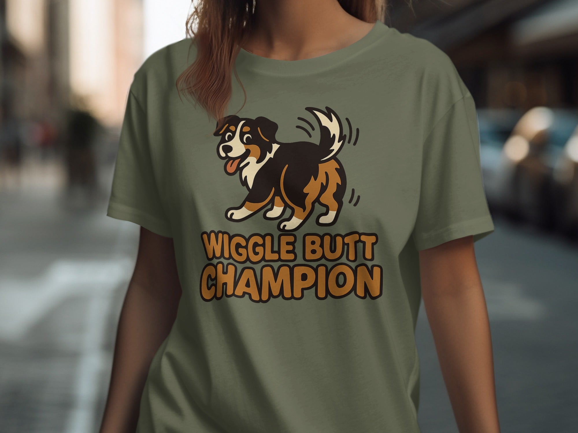 Wiggle Butt Champion Adorable Dog Graphic Tee