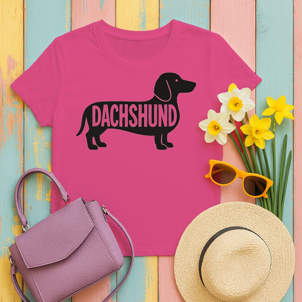 The Dachshund Icon Graphic T-Shirt in Heliconia