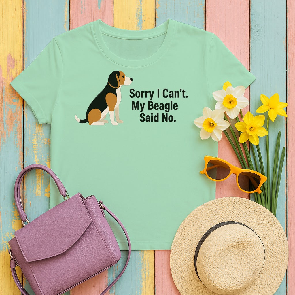 Beagle Veto: Sorry I Can't Graphic T-Shirt in Mint Green