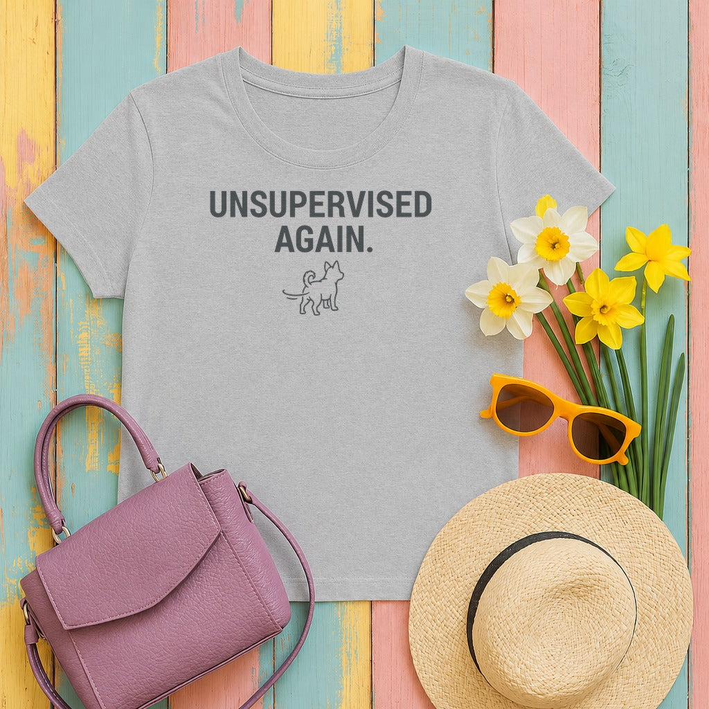 Unsupervised Again Dog Humorous Pet Lover T-Shirt in Sport Grey