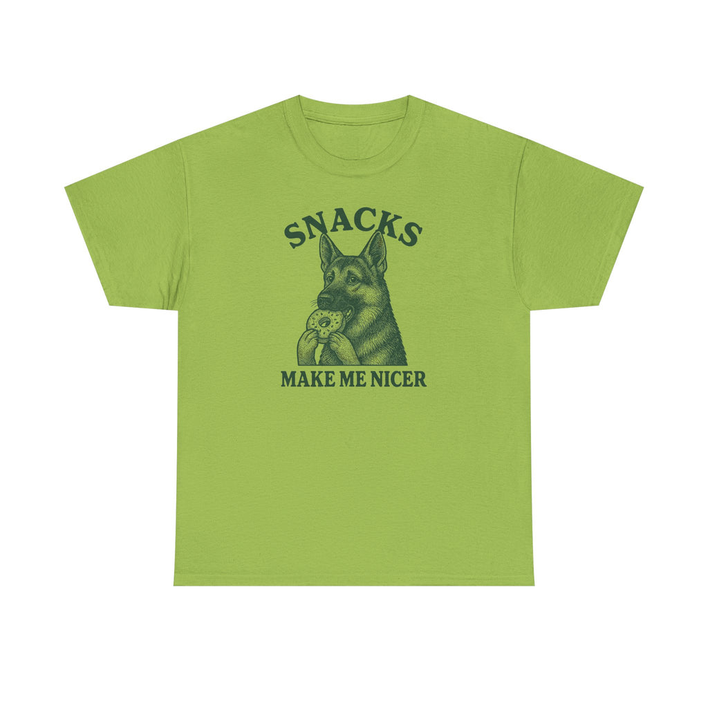 Snacks Make Me Nicer Funny German Shepherd With Donut Cute T-Shirt