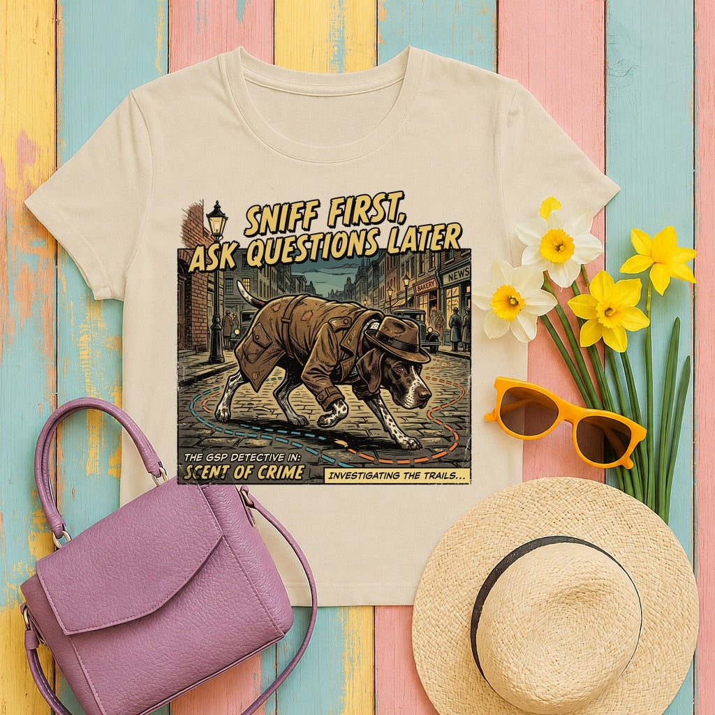 Sniff First GSP Detective Graphic T-Shirt in Sand
