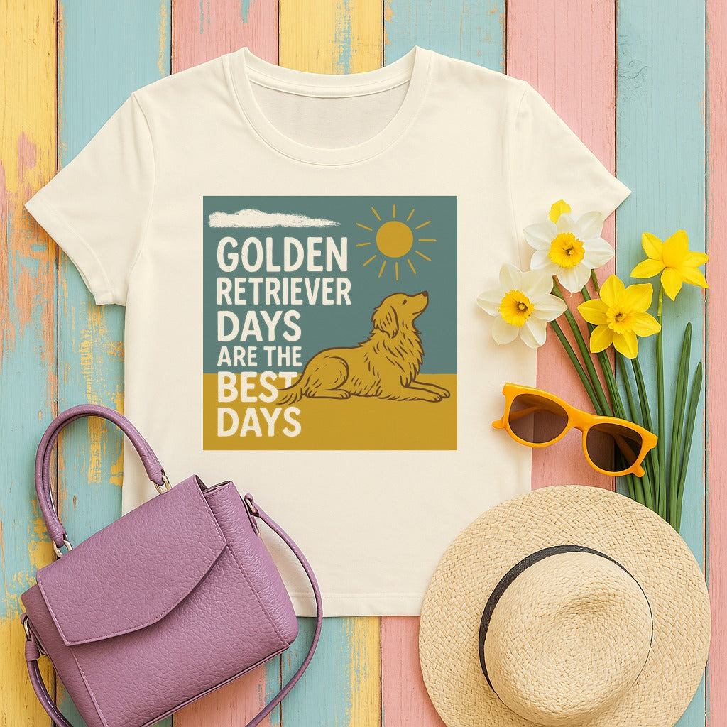 Golden Retriever Sunshine Days T-Shirt in Natural