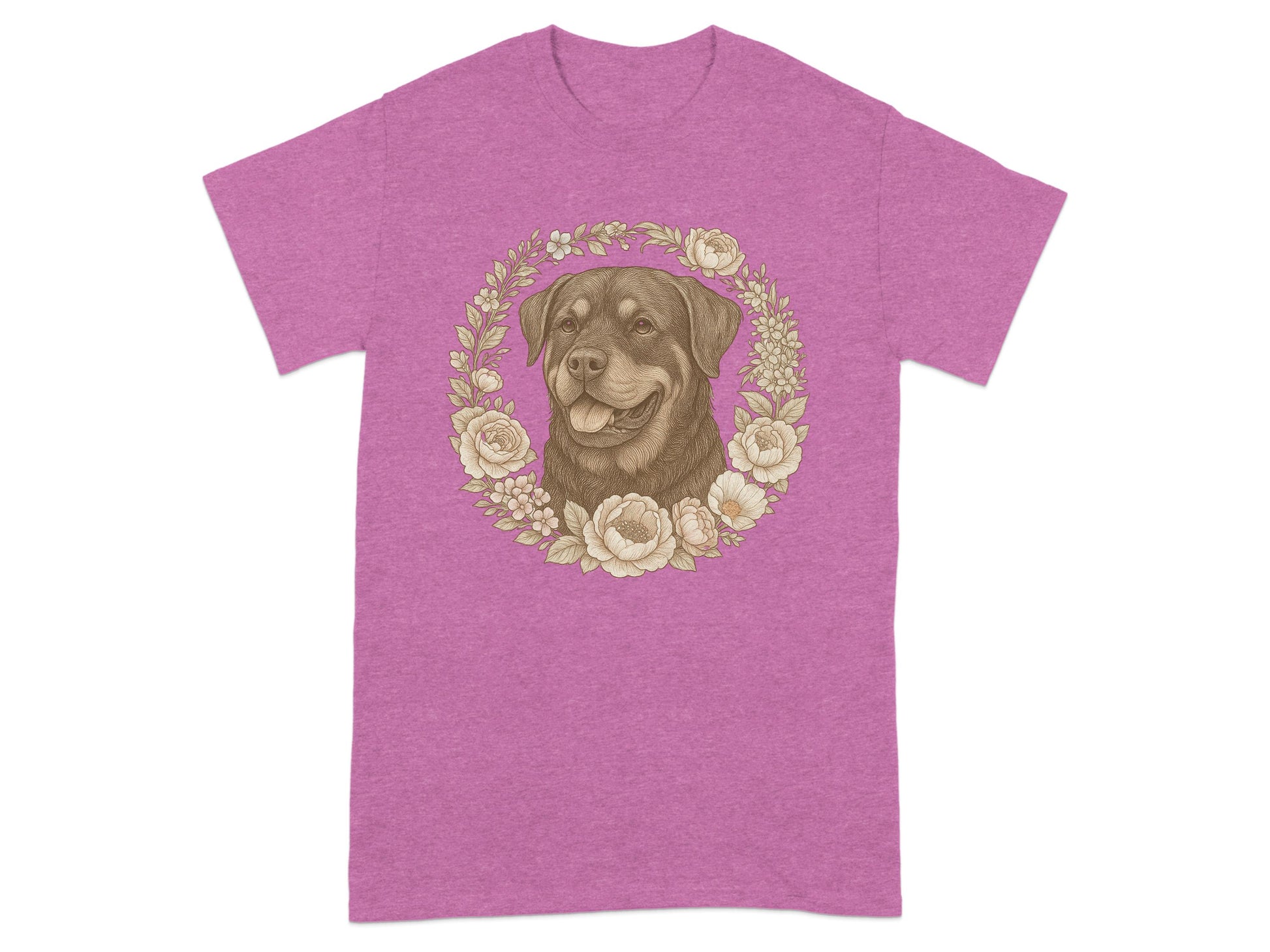 Graphic Tee with Floral Dog Art Design T-shirt product