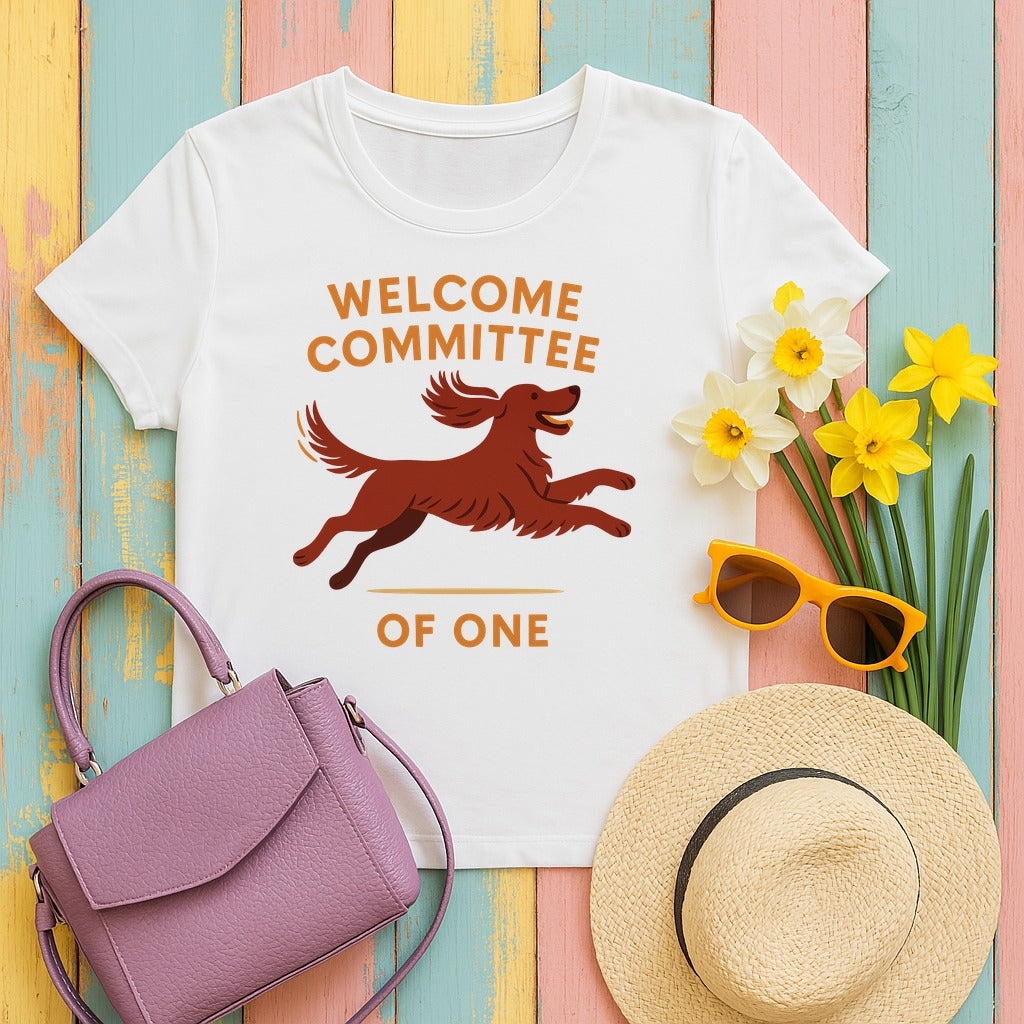 Irish Setter Welcome Committee of One T-shirt in White