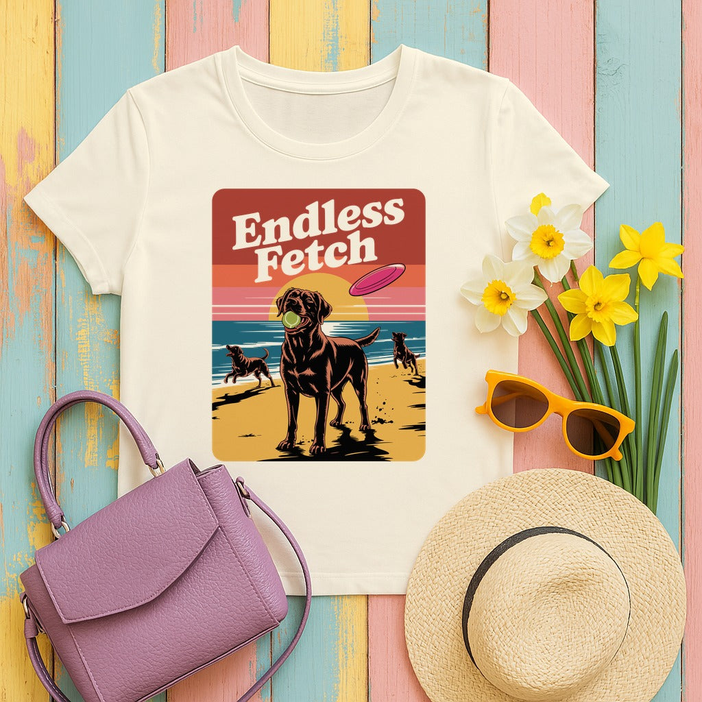 Endless Fetch Graphic with Labrador Beach T-Shirt in Natural