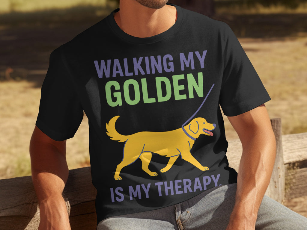 Walking My Golden Is My Therapy Graphic T-Shirt Product