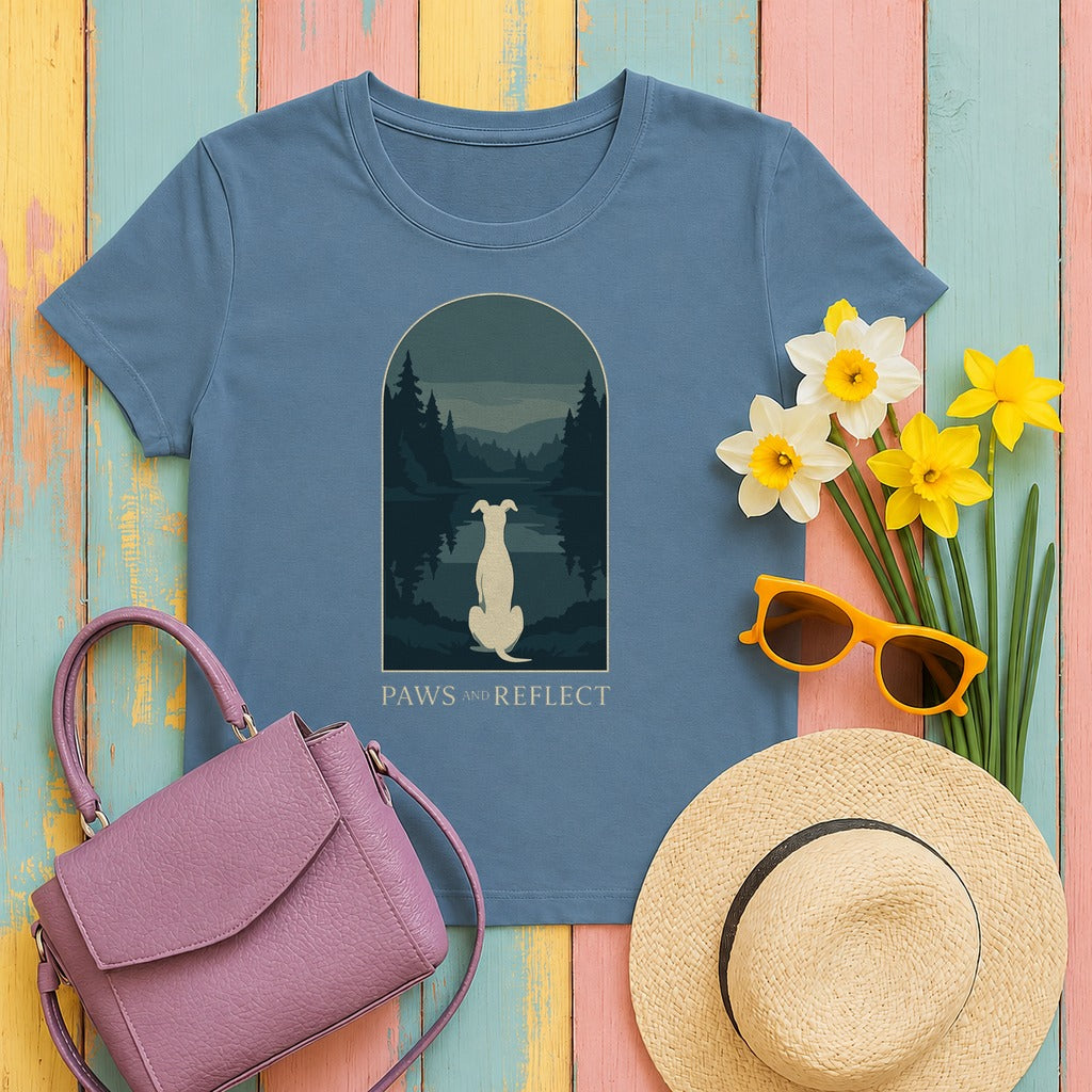 Greyhound Paws and Reflect Tee in Steel Blue