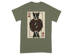 Queen of Hearts playing card design featuring a French Bulldog wearing a crown and ornate robe.