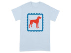 Red Dog Print in Blue Frame Short-Sleeve T-Shirt