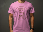 Pink t-shirt with "Chaos Dog Club" and a dog silhouette.