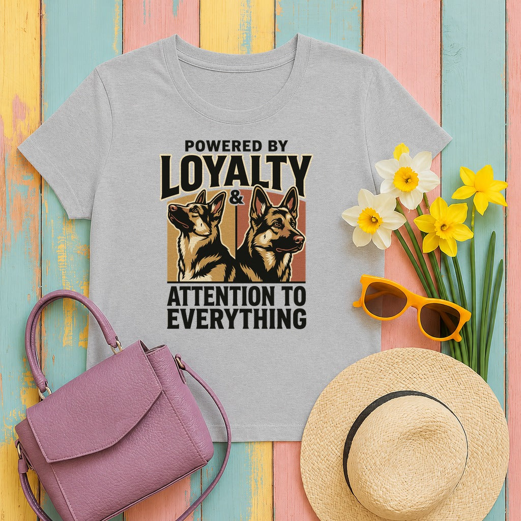Powered By Loyalty German Shepherd T-shirt in Sport Grey