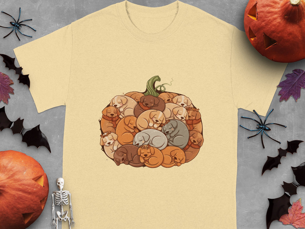 Cozy Sleeping Dogs Pumpkin Graphic Tee Product
