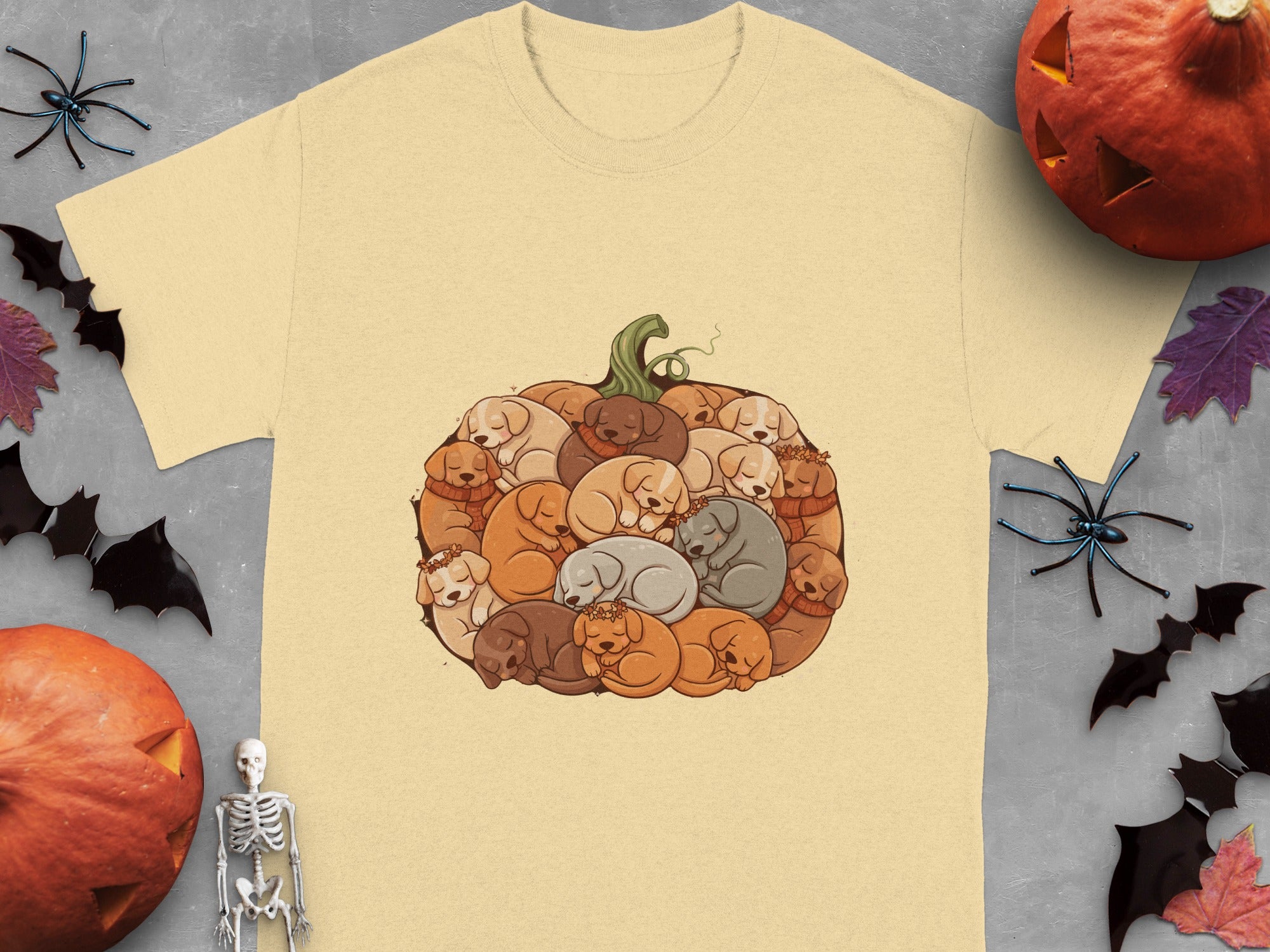 Cozy Sleeping Dogs Pumpkin Graphic Tee Product