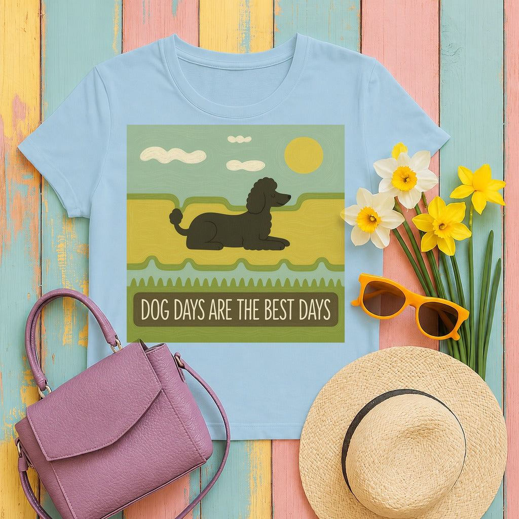 Dog Days Are the Best Days Poodle T-Shirt in Light Blue