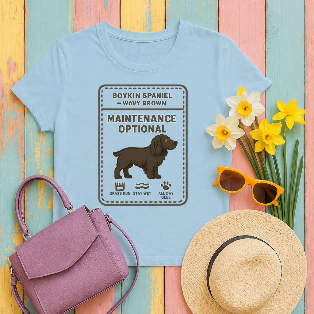 Boykin Spaniel Topknot Maintenance Optional T-shirt in Light Blue