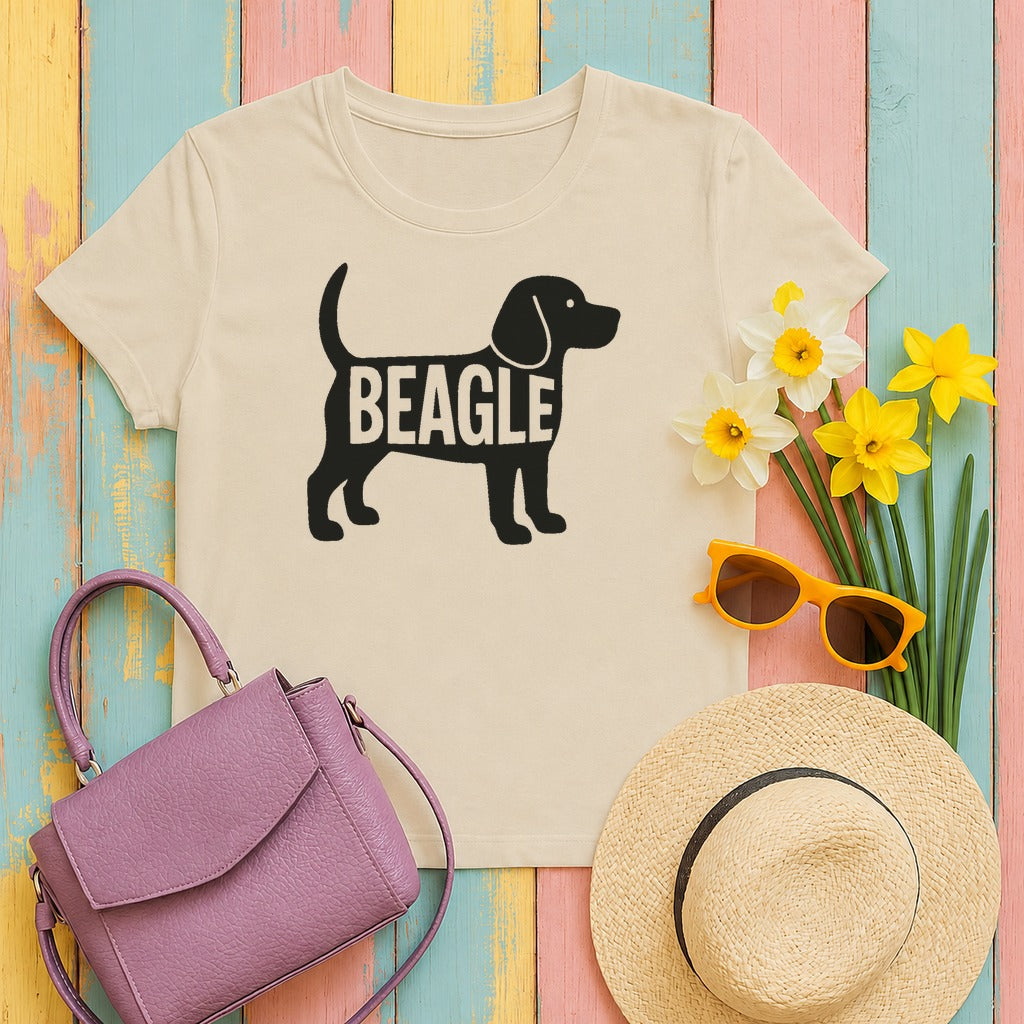 Sleek Beagle Silhouette T-Shirt in Sand