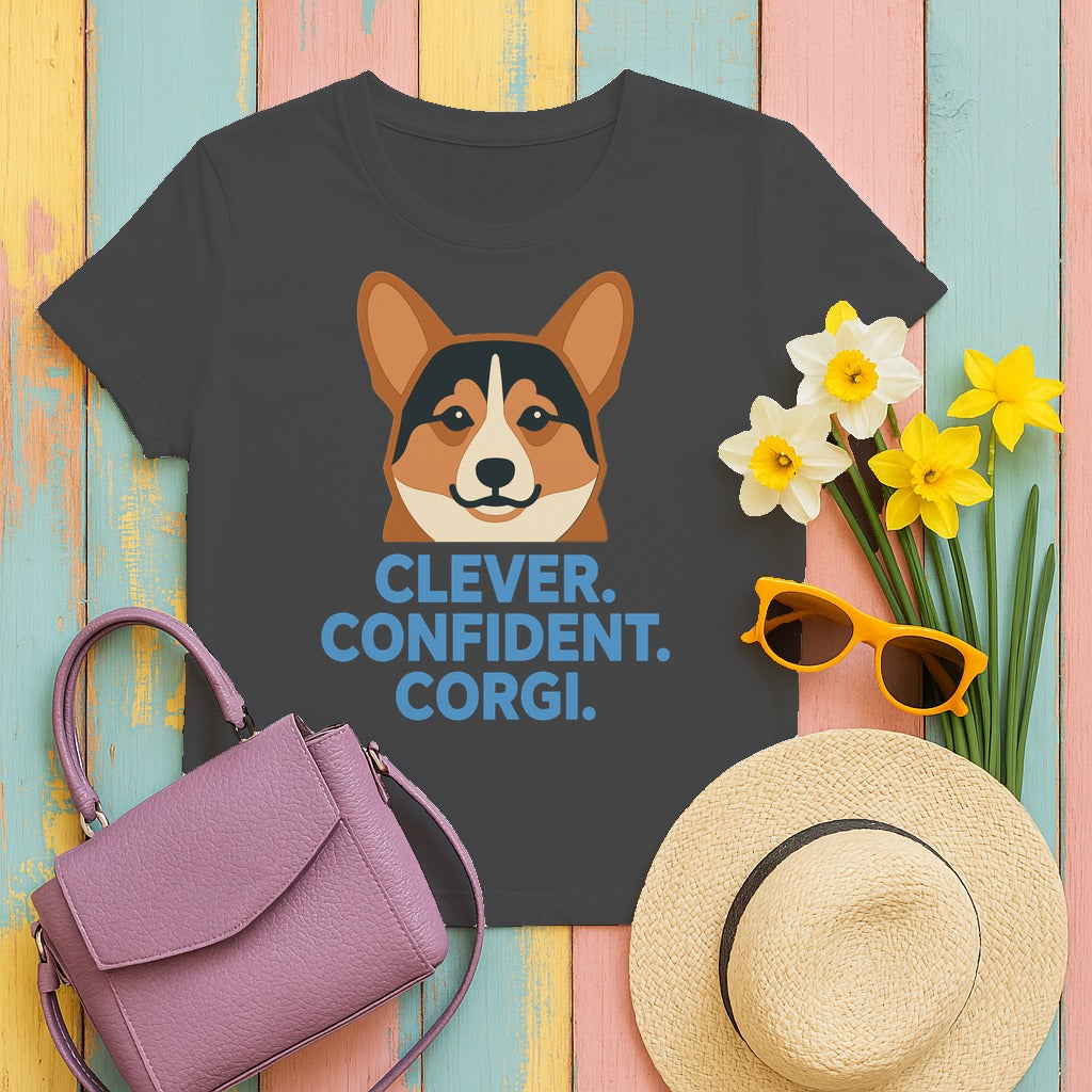 Clever Corgi Confidence T-shirt in Dark Heather
