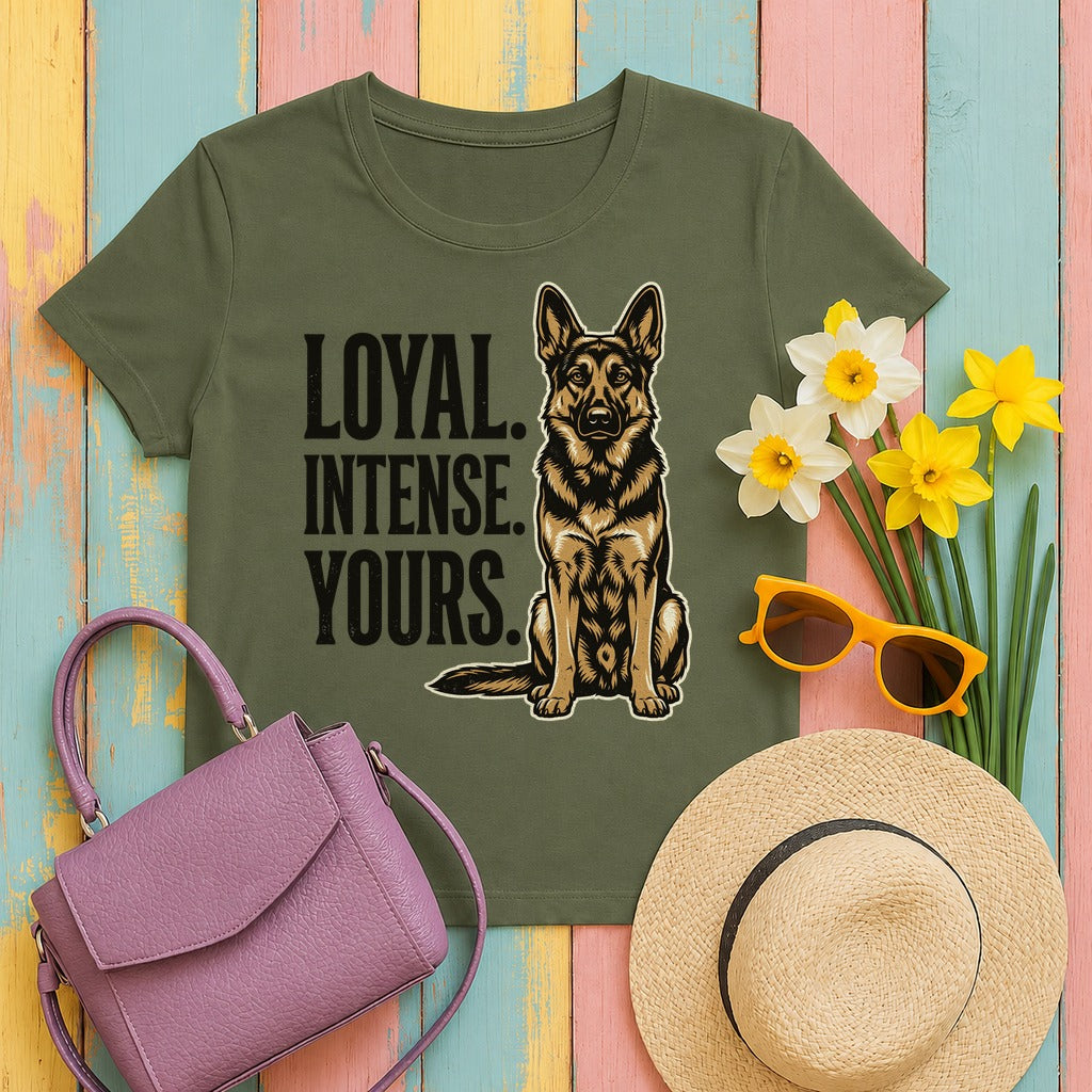 Loyal Spirit German Shepherd Graphic T-Shirt in Military Green
