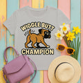 Boxer Dog Unisex T-shirt - Wiggle Butt Champion in Ash