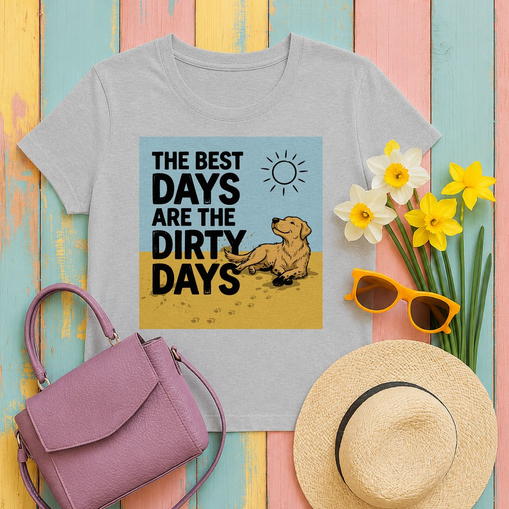 Dirty Days Golden Retriever T-Shirt in Sport Grey