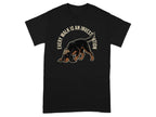 Black t-shirt with a brown dog sniffing the ground and text "Every Walk Is An Investigation".