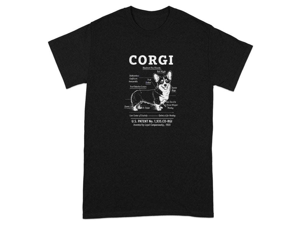 Funny Corgi Diagram Graphic Tee Shirt for Dog Lovers