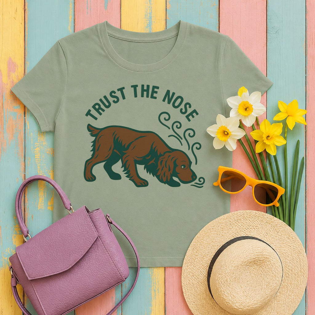Boykin Spaniel Trust the Nose T-shirt in Sage