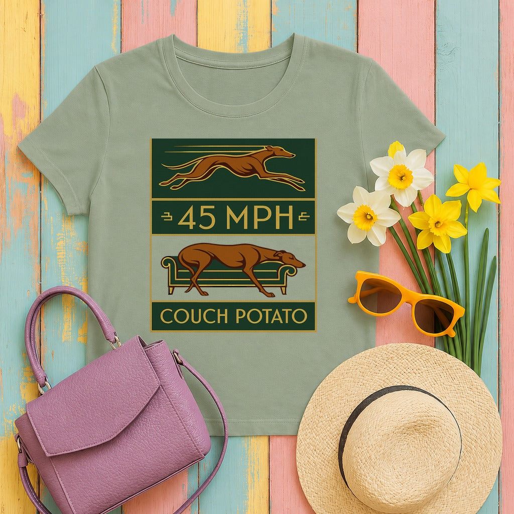 Greyhound 45 MPH Couch Potato Tee in Sage