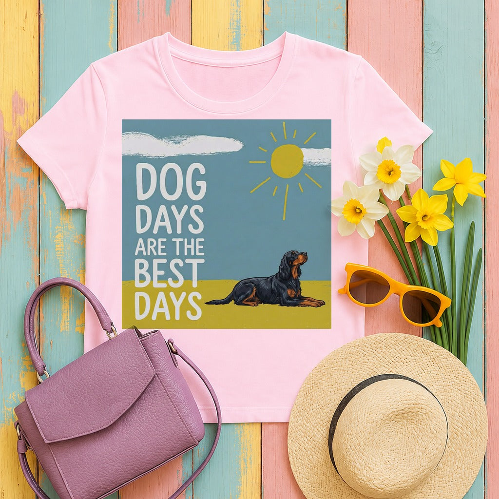 Dog Days Are the Best Days Gordon Setter T-Shirt in Light Pink