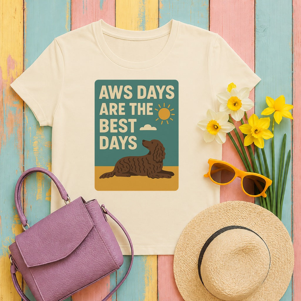 American Water Spaniel dog days tee flat lay